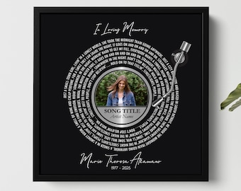 Grief Gift Memorial Photo Frame with Song Lyrics – Personalized Tribute Keepsake In Loving Memory