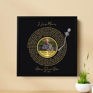 Custom Memorial Canvas with Photo & Song Lyrics | Personalized Sympathy Gift for Loss of Loved One | In Loving Memory Wall Art