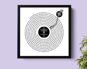 Framed Song Lyrics Canvas Personalized Gift Our Song Plaque Valentines Gift For Boyfriend Record With Song Lyrics Anniversary Gift For Her