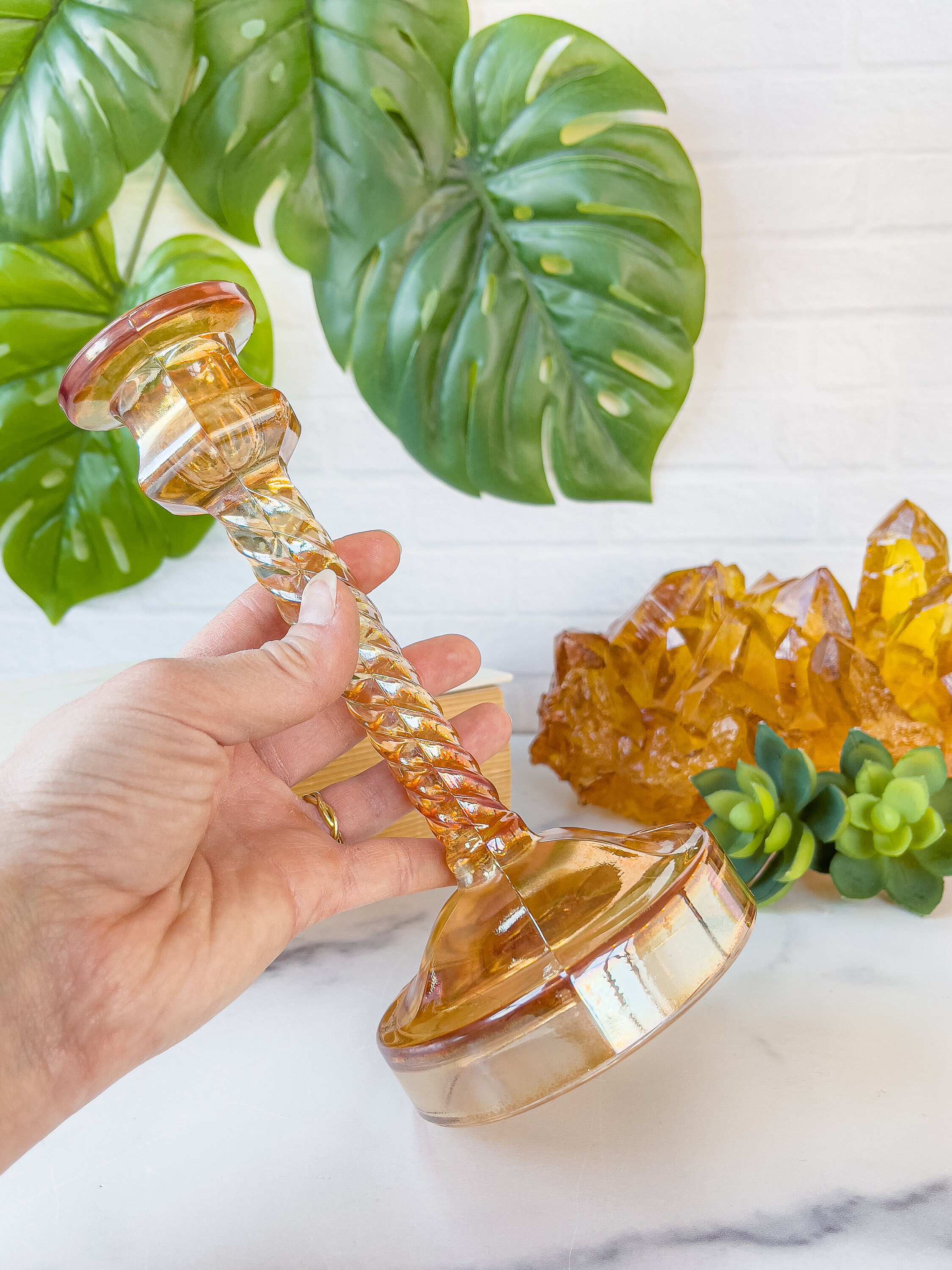 Vintage Spiral Taper Holder 5198 Iridescent Etsy