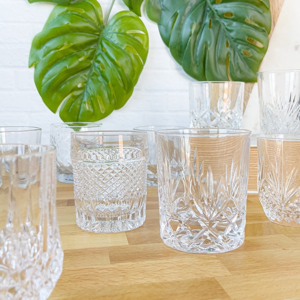 Build Your Own Set - Vintage Whiskey / Rocks / Old Fashioned Glasses - Assorted Curated Heavy Glass or Crystal Tumblers