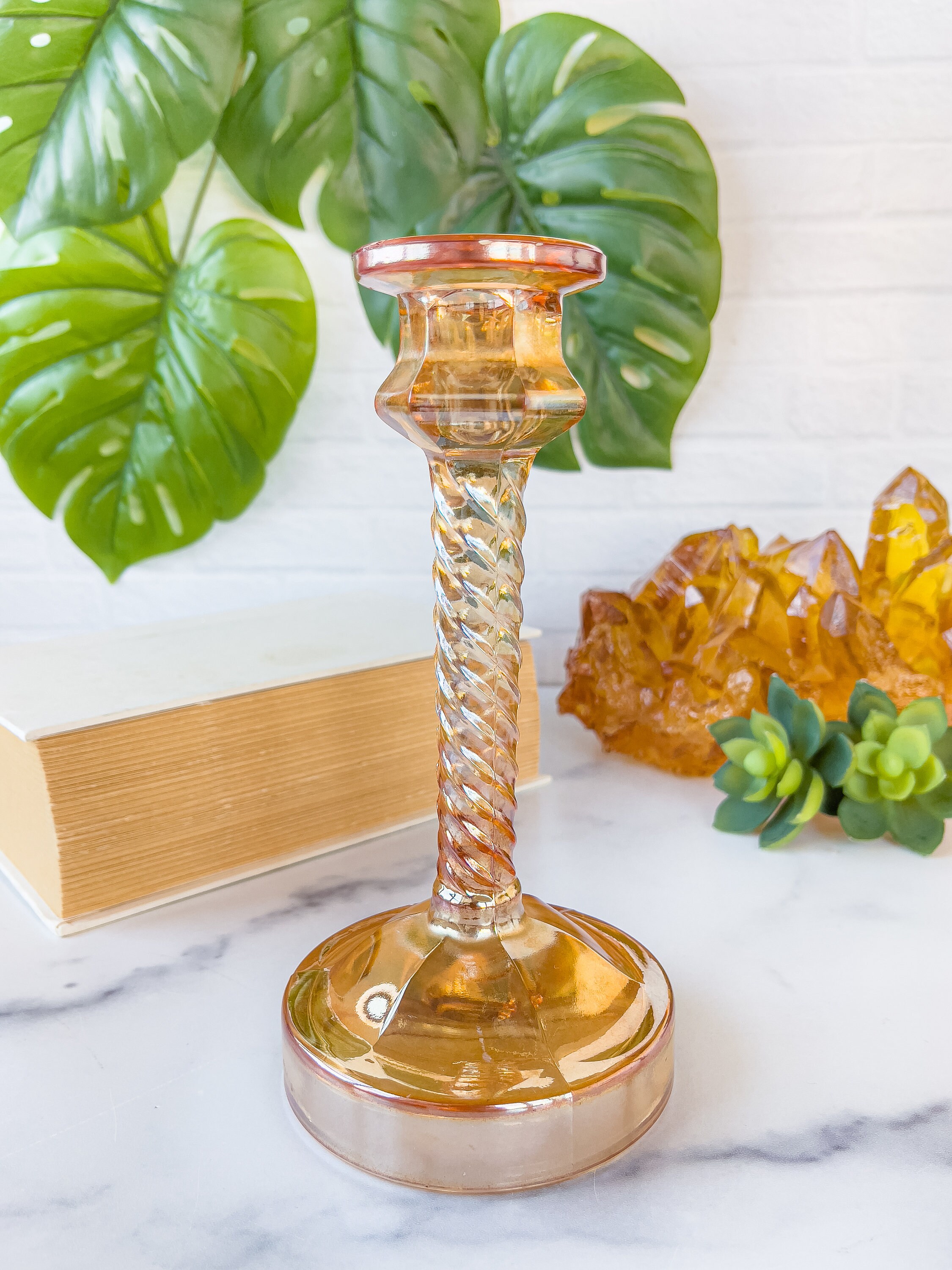 Vintage Spiral Taper Holder 5198 Iridescent Etsy