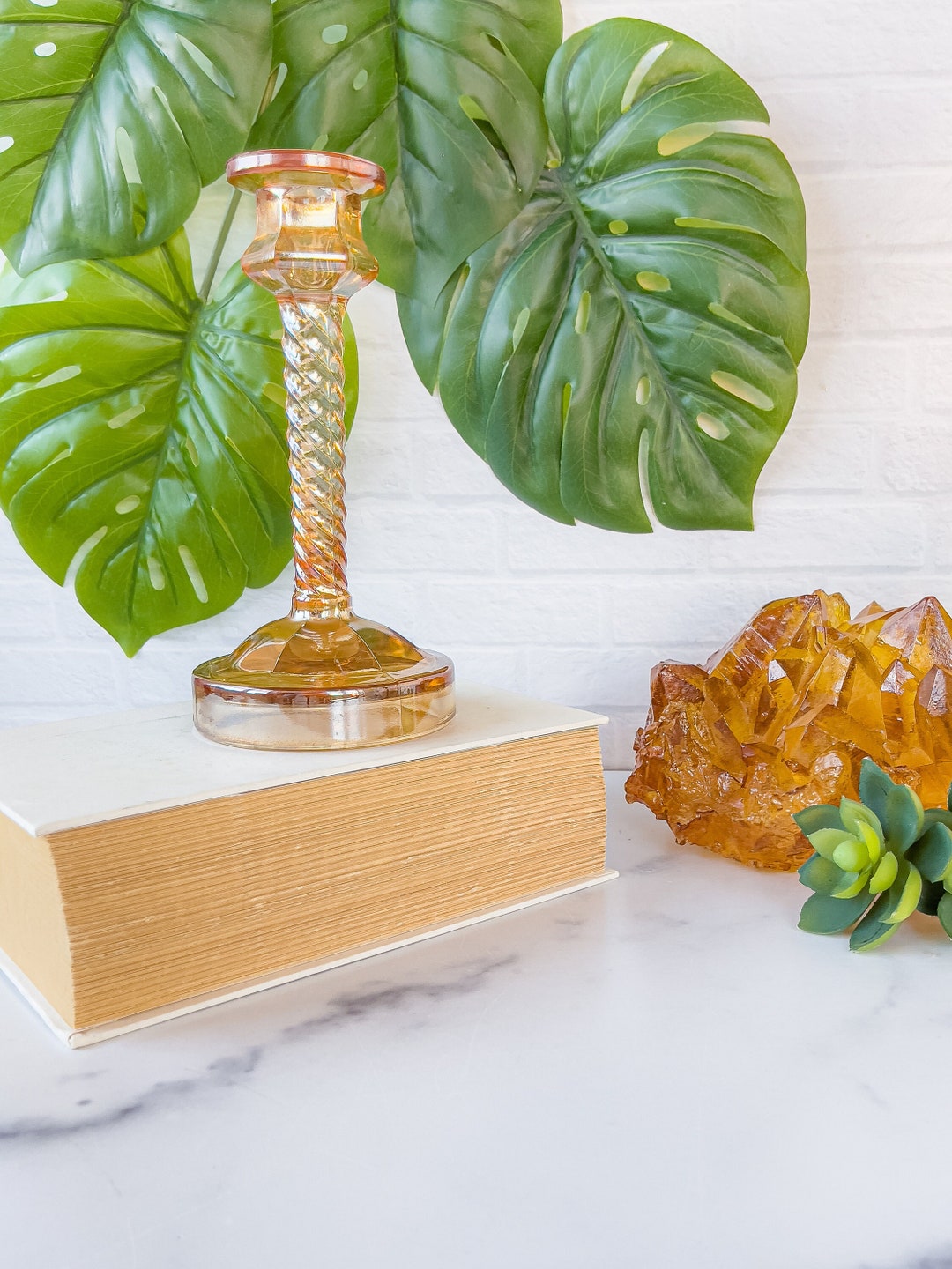 Vintage Spiral Taper Holder 5198 Iridescent Etsy