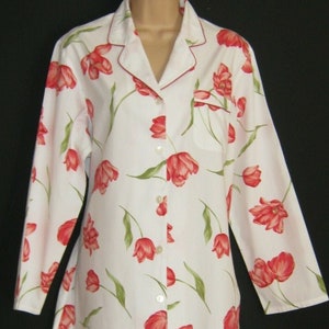LAURA ASHLEY Vintage Tulip Flowers Oversized Leisurewear Cotton Nightshirt, L/XL