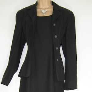 LAURA ASHLEY Vintage Black Silk Cotton Evening Maxi Dress & Jacket 2-Piece, UK10/12