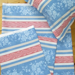 LAURA ASHLEY Vintage 2 x 1998 Bourton Stripe Furnishing Cotton Fabric - Venetian Flair, incl matching Cushion Cover