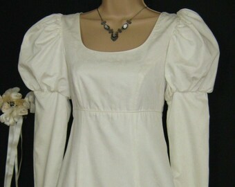 LAURA ASHLEY Vintage Regency Jane Austen Stil Elfenbein Damast Brautkleid, UK6/8 (Etikett UK10)