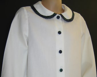 LAURA ASHLEY Blusa Highland de algodón acanalado blanco vintage para niña, 6 años / 116 cm