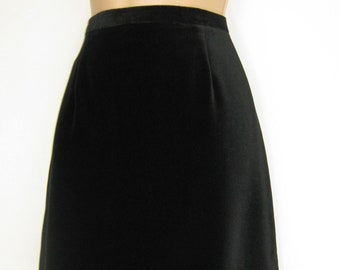 LAURA ASHLEY Vintage Black Velvet Ankle-Length Victorian/Edwardian Style Evening Festive Skirt, UK8/10