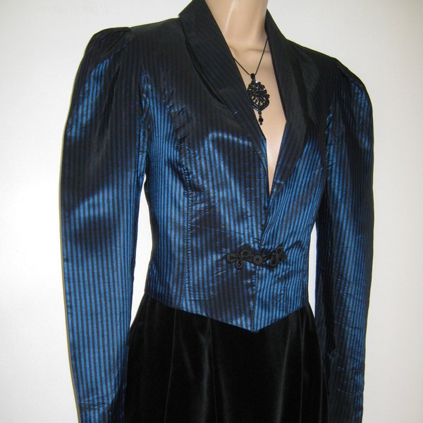 LAURA ASHLEY Vintage  80's Striped Steampunk Goth Style Acetate Bolero Jacket, UK10/12