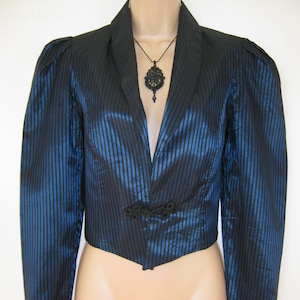LAURA ASHLEY Vintage  80's Striped Steampunk Goth Style Acetate Bolero Jacket, UK10/12