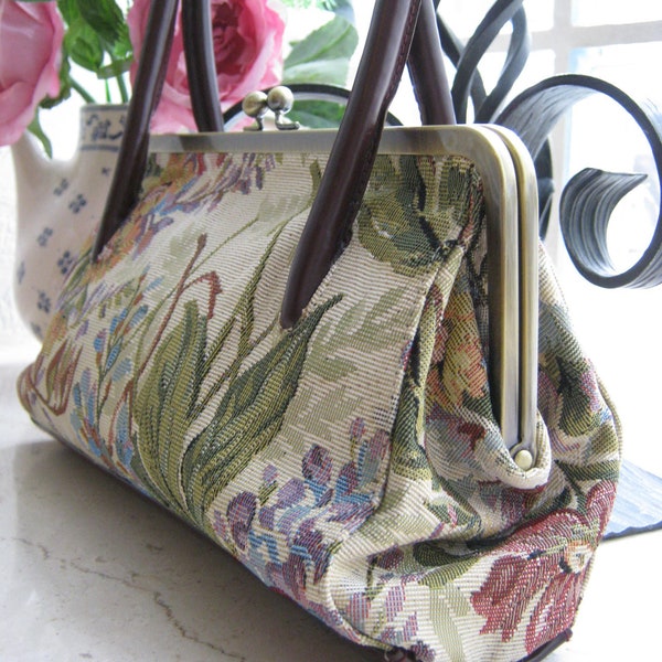 LAURA ASHLEY Vintage Floral Barock Stil Abend Festliche Gobelin Handtasche