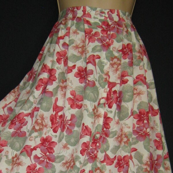 LAURA ASHLEY Vintage Summer Clematis Button-Through Skirt, UK6/8 (Label UK10)