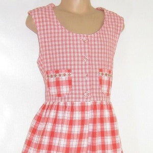 LAURA ASHLEY Vintage Girls&#39; &quot;Mother&Child&quot; Gingham Check Cotton Folklore Cottage Style Ruffle Hem Summer Dress, 7 Years / 122cm