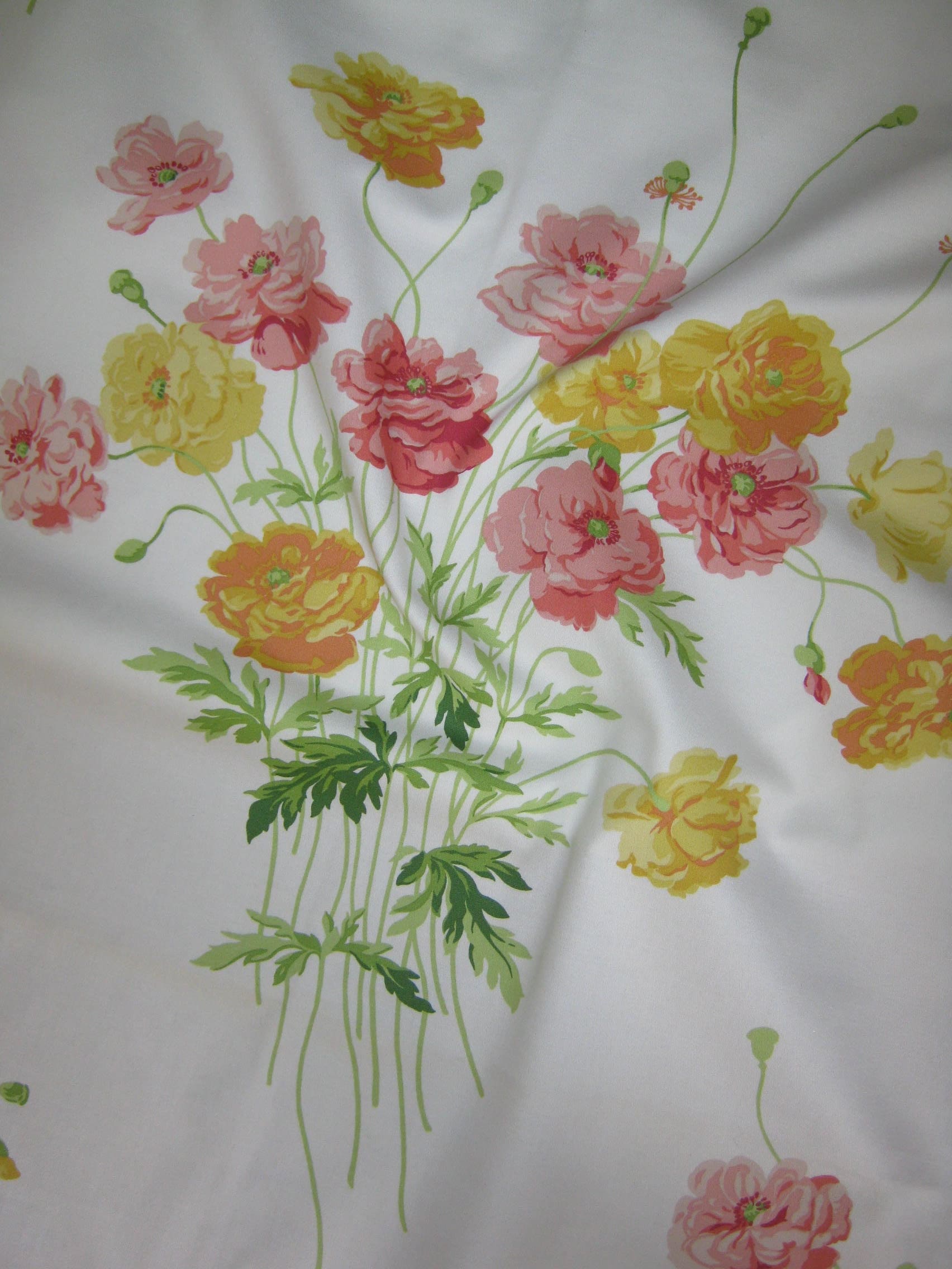 LAURA ASHLEY Vintage 1997 "Country Bouquet" Drawing Room Cotton Fabric, 3,15m x 140cm