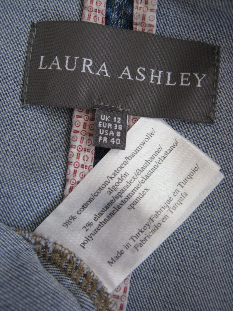 LAURA ASHLEY Vintage Country Style Bohemian Stone-washed Denim Jacket ...
