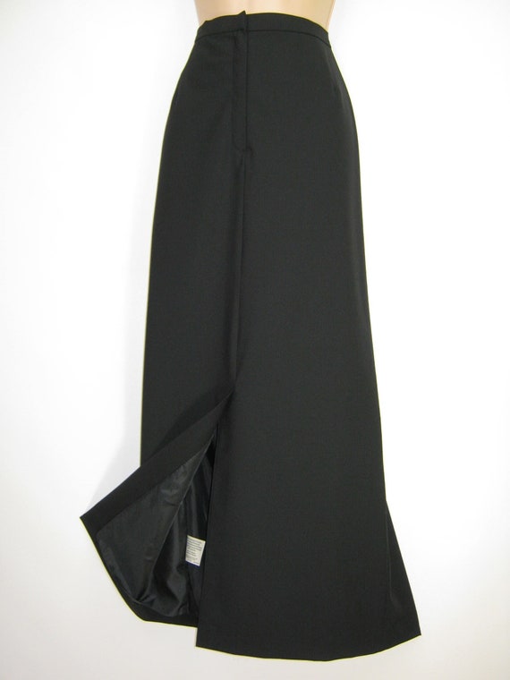 Jupe Crayon Midi Taille Haute Noire En Laine Mérinos Super 120s Infroissable Stretch
