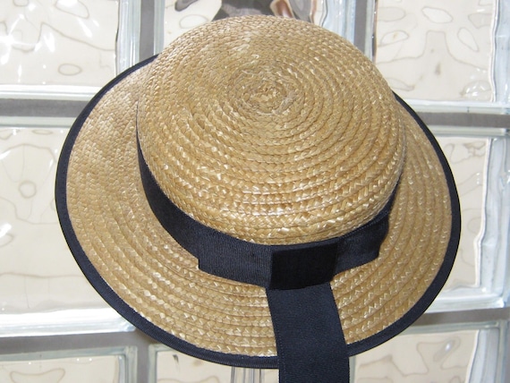 LAURA ASHLEY Vintage Child's Straw Boater Summer … - image 2