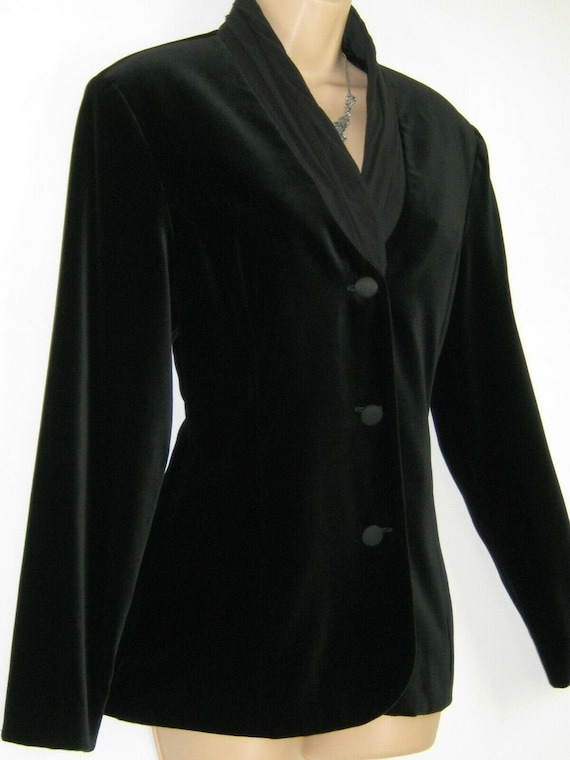 LAURA ASHLEY Vintage Tailored Black Velvet Silk S… - image 4