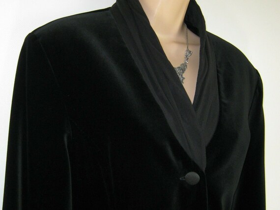 LAURA ASHLEY Vintage Tailored Black Velvet Silk S… - image 6