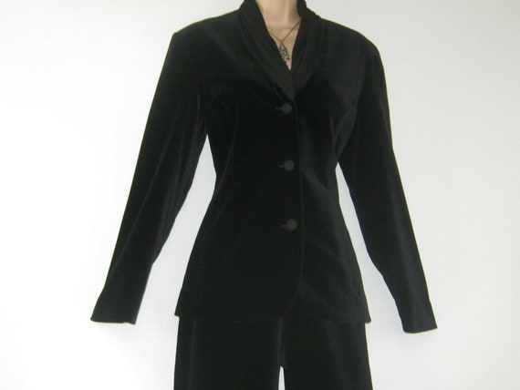 LAURA ASHLEY Vintage Tailored Black Velvet Silk S… - image 9