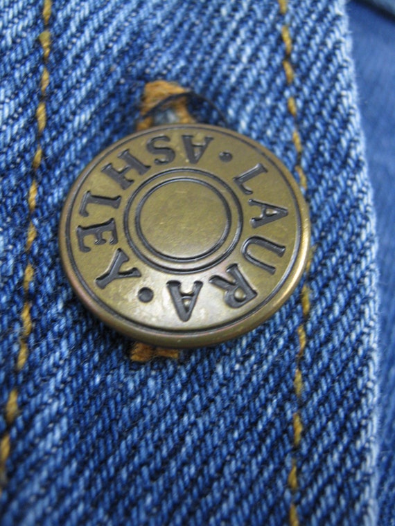 LAURA ASHLEY Vintage Country Denim A-Line Button-… - image 4