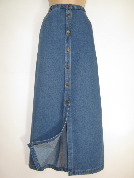 LAURA ASHLEY Vintage Country Denim A-Line Button-… - image 2