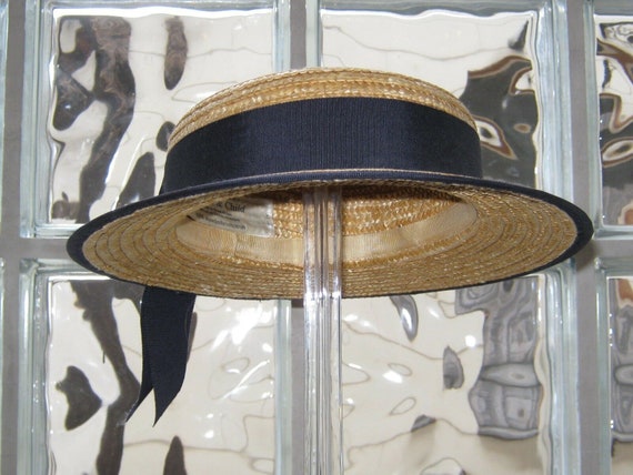 LAURA ASHLEY Vintage Child's Straw Boater Summer … - image 9