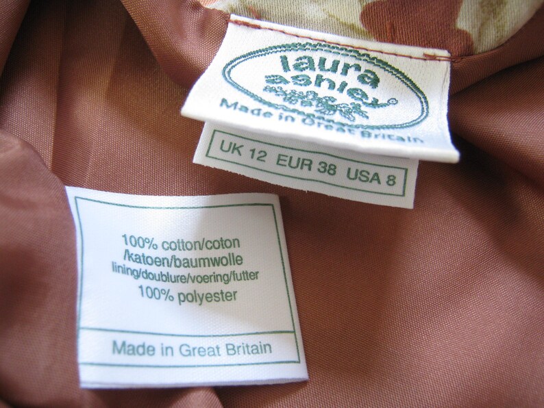 Laura Label LAURA ASHLEY Vintage 1992 Nutmeg Floral Cotton Sateen Summer Jacket ...