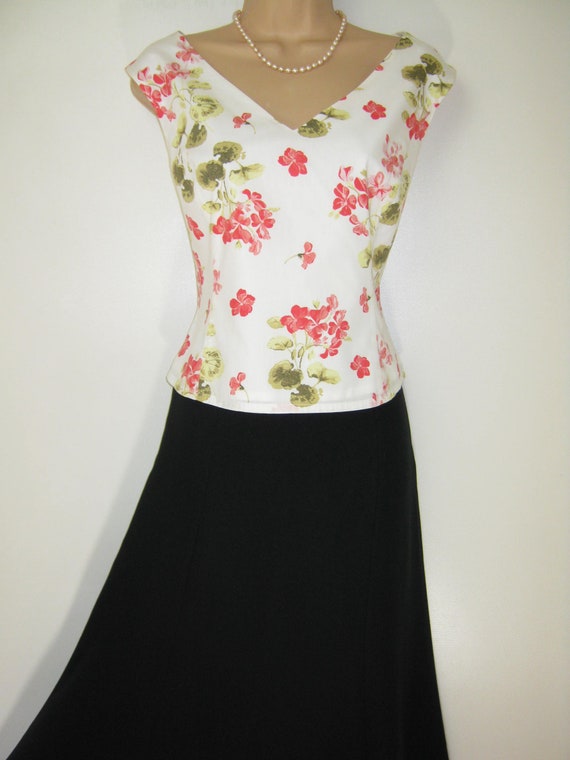 LAURA ASHLEY Vintage Geranium Flower Back Zip Summer … Gem