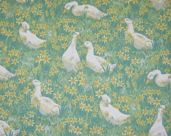 LAURA ASHLEY Vintage 1994 &quot;Ducks&quot; Country Furnishing Cotton Fabric, 2,07m x 120cm