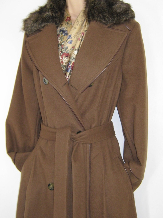 LAURA ASHLEY Vintage Wool Cashmere Blend Faux Fur