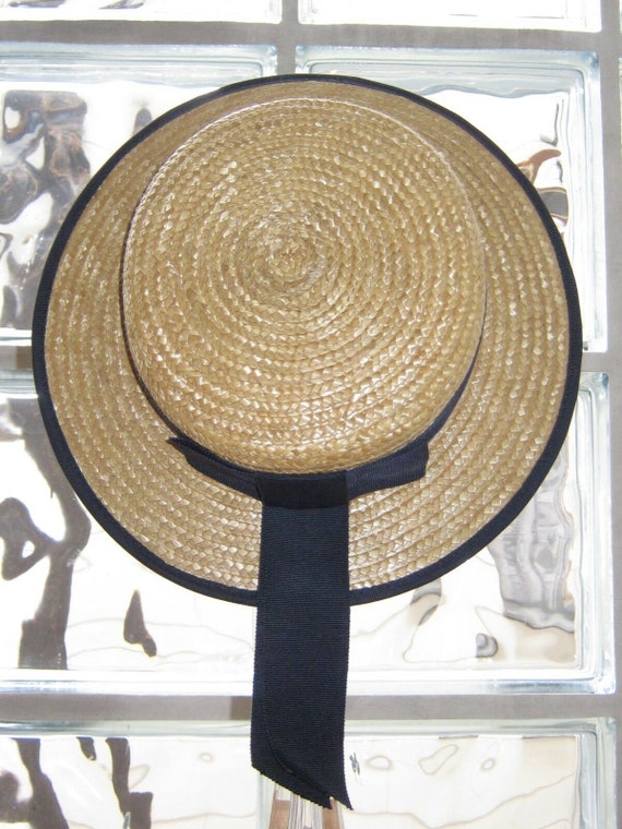 LAURA ASHLEY Vintage Child's Straw Boater Summer … - image 8