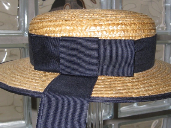 LAURA ASHLEY Vintage Child's Straw Boater Summer … - image 10