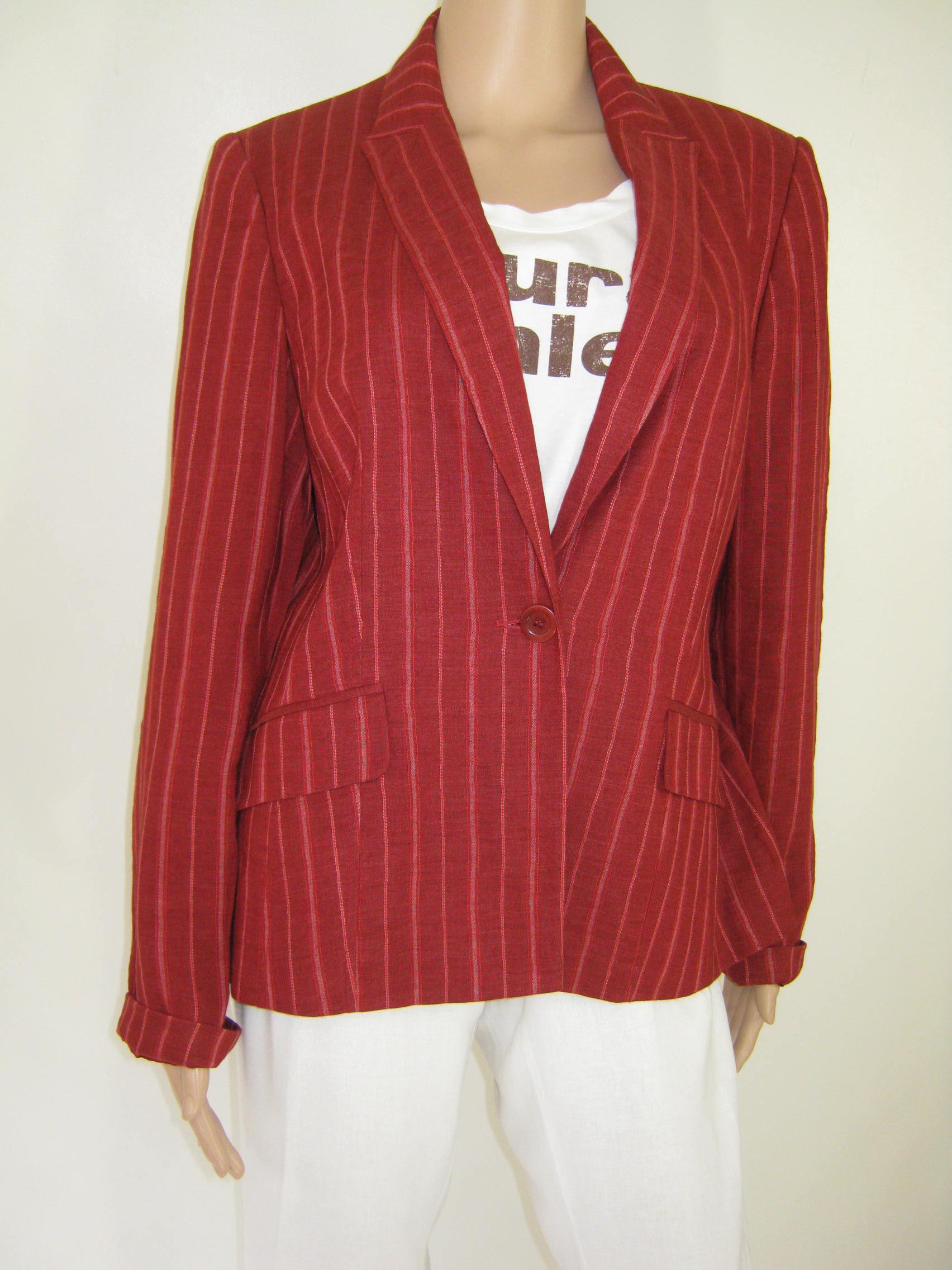 LAURA ASHLEY Vintage 30s Style Linen Blend Striped Henley Regatta