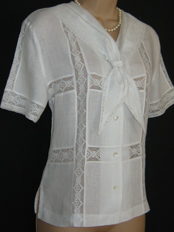 LAURA ASHLEY Vintage Edwardian Sailor Style Linen