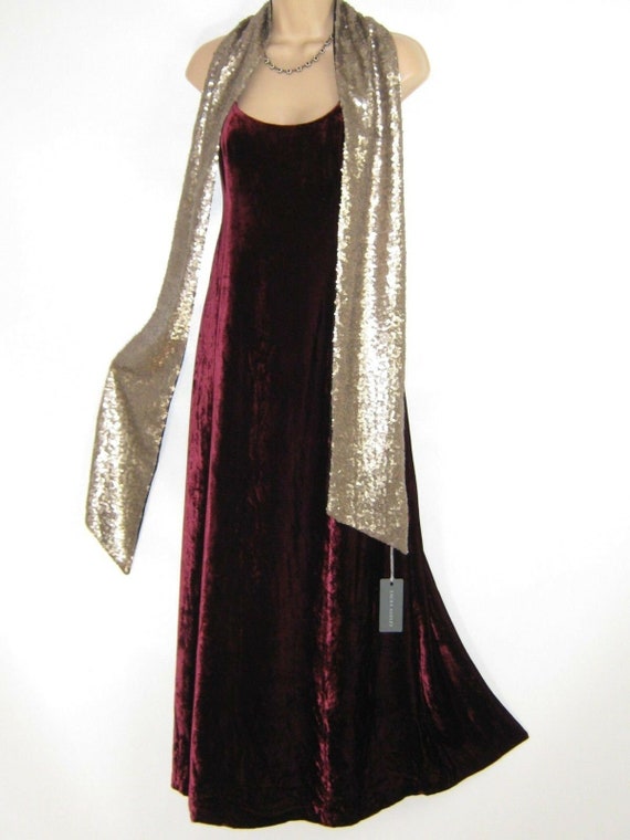 LAURA ASHLEY Vintage Claret Crushed Velvet Festive