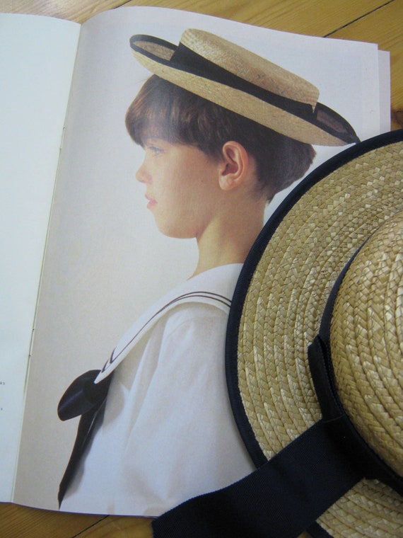 LAURA ASHLEY Vintage Child's Straw Boater Summer … - image 6