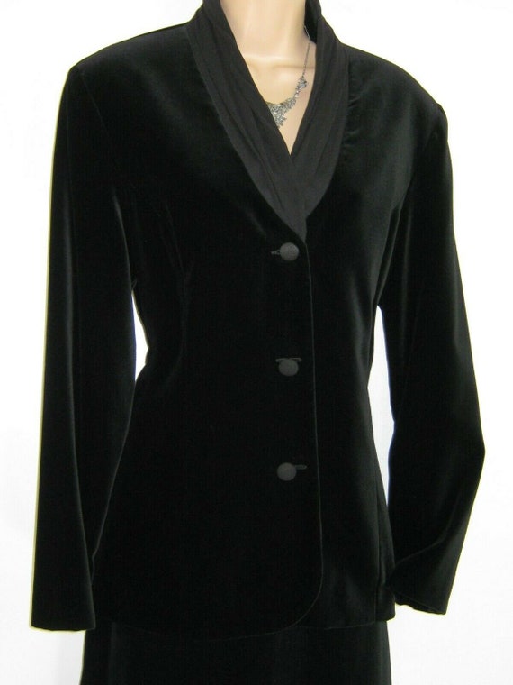 LAURA ASHLEY Vintage Tailored Black Velvet Silk S… - image 1