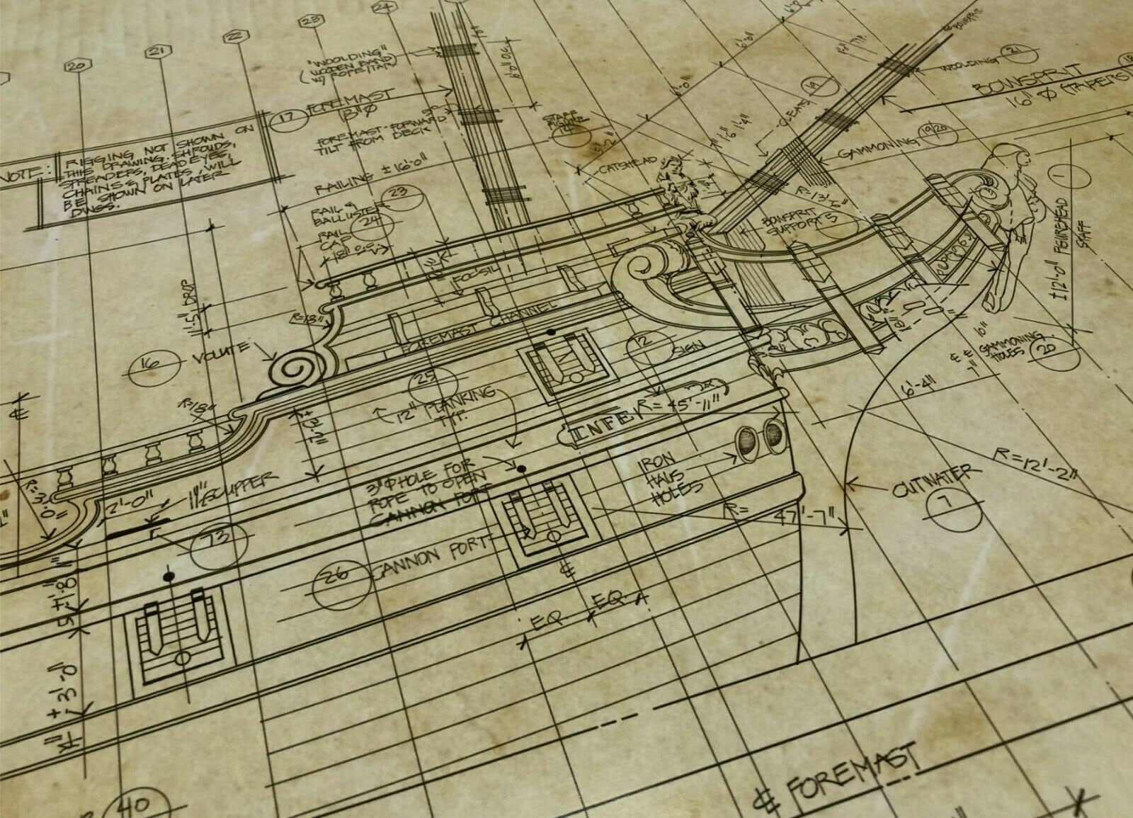 One-Eyed Willie's Pirate Ship Blueprints from The Goonies Art Printed on UV Resistant Heavy Stock Poster