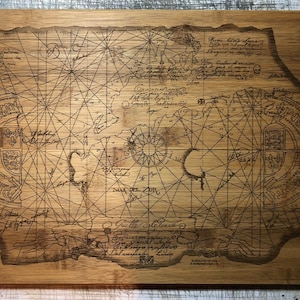 The Goonies Laser Gravé One Eyed Willie’s Treasure Map Pirate Cutting Board ou Charcuterie Board