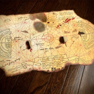 Réplique de l'accessoire Goonies, 1 ou 2 faces avec notes de musique, carte au trésor en toile pour que les pirates puissent trouver le bateau de Willie borgne rempli de coffres en or