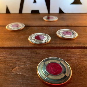Solo Sabacc Red Round Coin Chip Tokens Solid Brass & Epoxy Premium Prop Replicas Star Wars Galaxy’s Edge Galactic Republic Imperial Credits