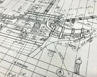 One-Eyed Willie's Pirate Ship Blueprints from The Goonies Art Printed on UV Resistant Heavy Canvas