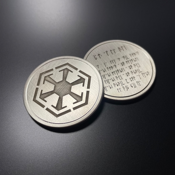 Sith Empire Emblem & Code Challenge Coin Real Stainless Steel Metal Prop Dark Side Credits Token Sabacc Chips Star Wars Galaxy’s Edge Batuu