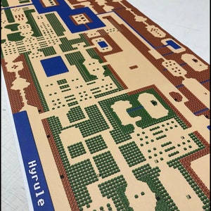 RIESIGE The Legend of Zelda Original Nintendo 8-bit NES Leinwand Kunst Karte von Hyrule 54 Zoll breit!