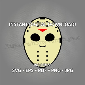 Hockey Mask Jason Friday the 13th Digital Clipart SVG PNG EPS and More Files for Cricut Silhouette and Other T-Shirts, Stickers, Mugs