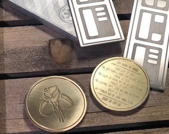 Moneta da sfida del teschio Mythosaur del codice d&#39;onore mandaloriano Replica di oggetti di scena in vero ottone Gettoni di crediti Gettoni Sabacc Star Wars Galaxy&#39;s Edge