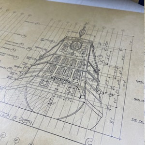 One-Eyed Willie's Pirate Ship Blueprints from The Goonies Art Printed on UV Resistant Heavy Stock Poster - 2nd Elevation Plans