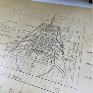 One-Eyed Willie&#39;s Pirate Ship Blueprints from The Goonies Art Printed on UV Resistant Heavy Stock Poster - 2nd Elevation Plans